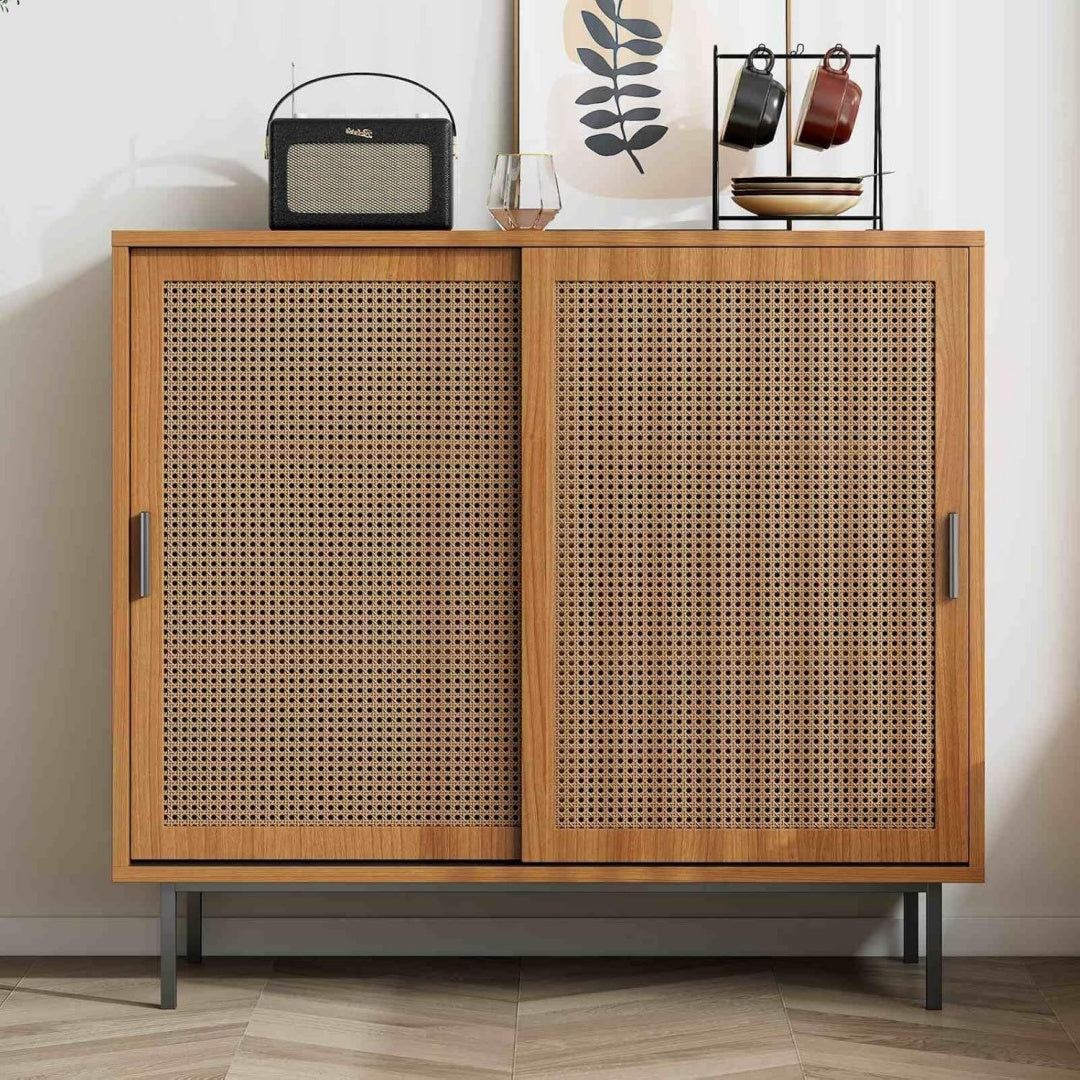 Buffet de salon marron en acier 100 x 37 x 90 cm