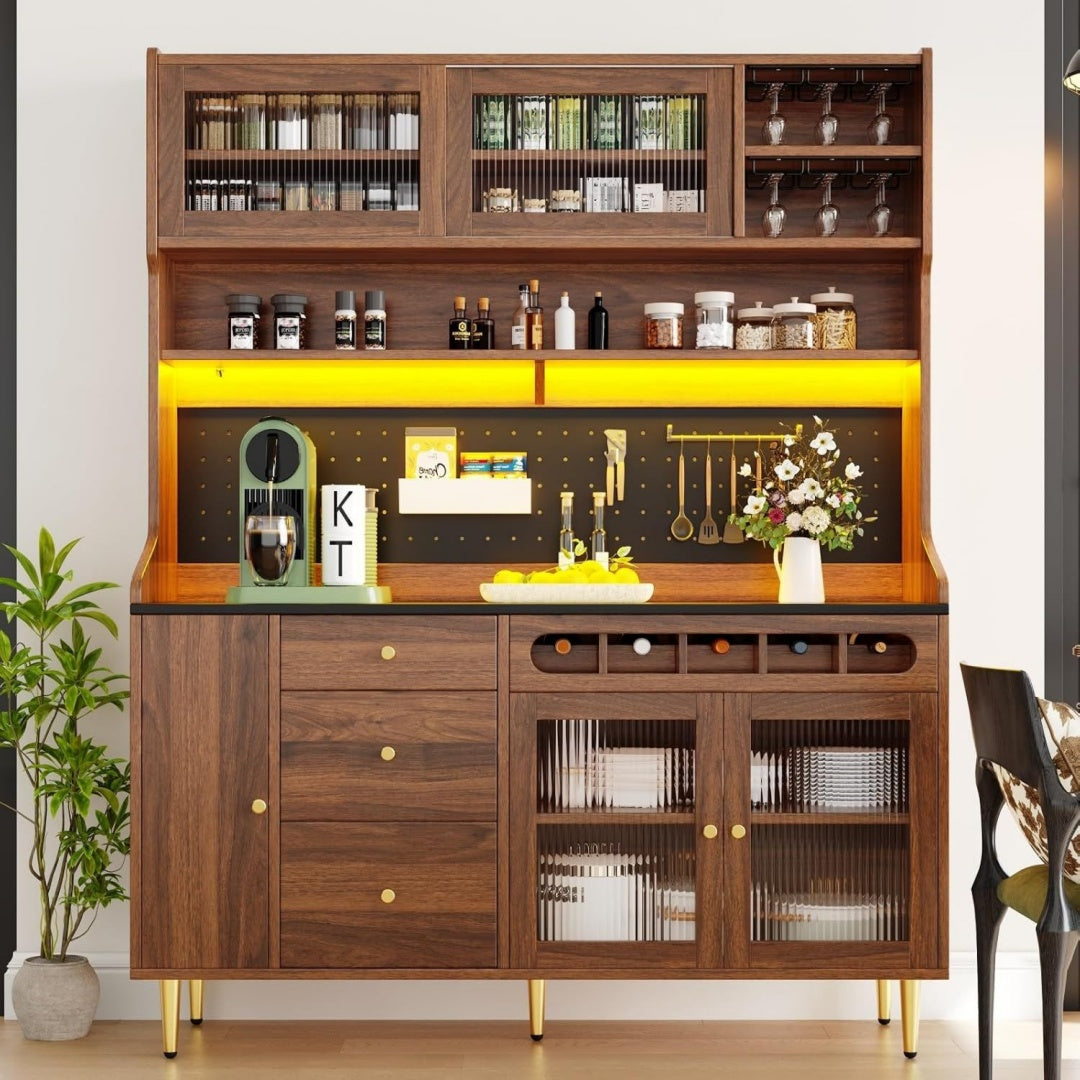 Buffet eclairage LED marron 4 tiroirs
