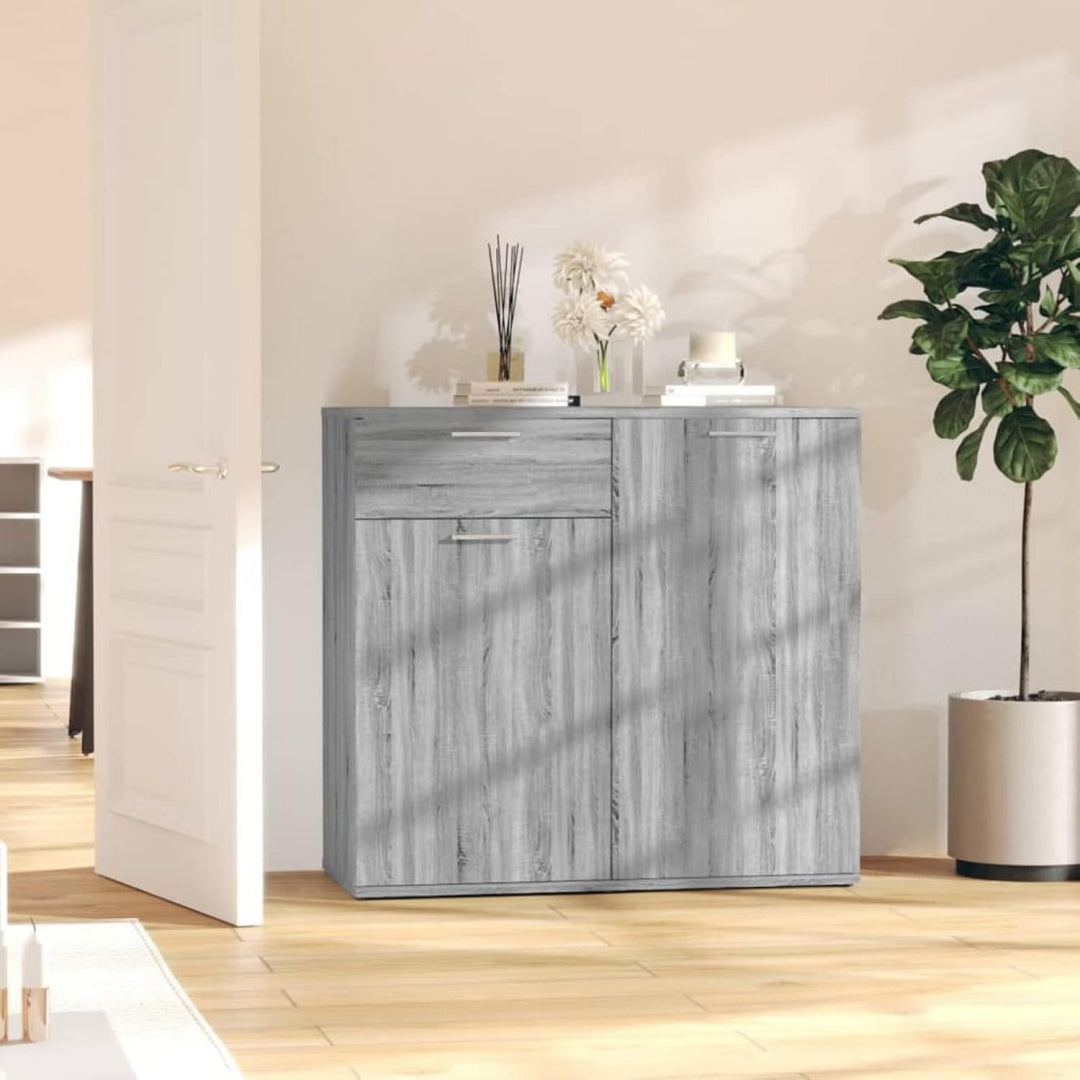 Buffet gris clair effet chene Sonoma 80 x 36 x 75 cm