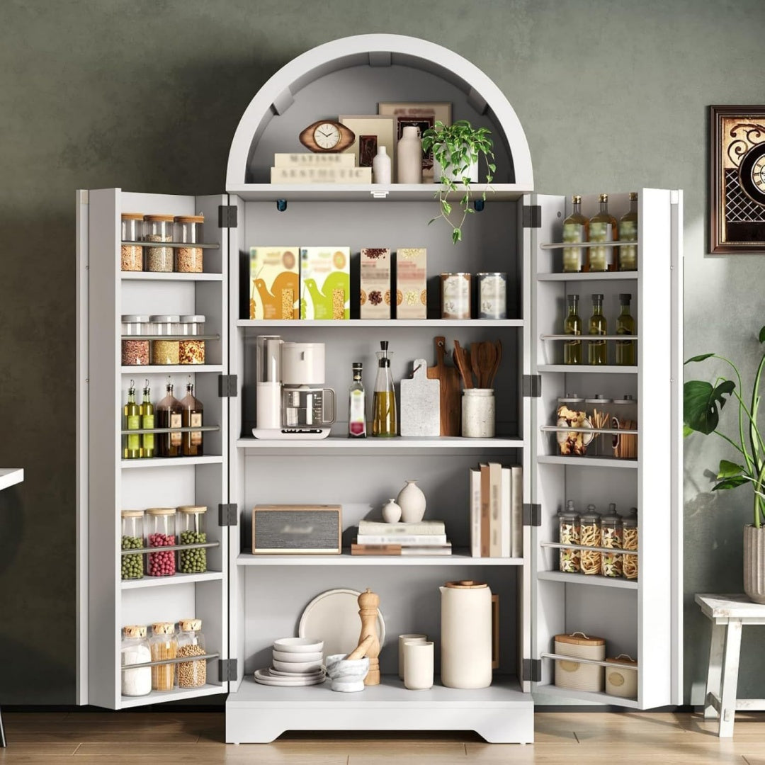 Credence gris 3 etageres reglables, MDF et design moderne