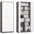 Bibliotheque etagere style contemporain gris 8 etageres, bois ingenierie durable