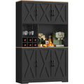 Buffet noir 108 cm, a 6 portes esprit fermier en verre