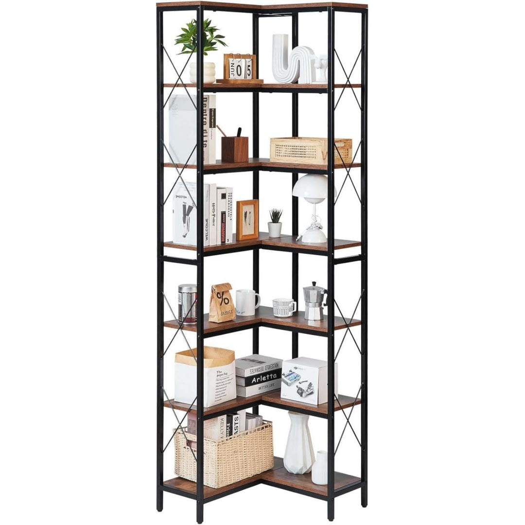 etagere d'angle 59 x 59 x 199 cm avec 7 niveaux