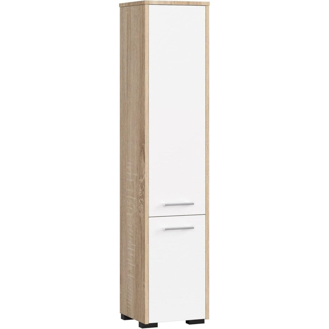 Meuble colonne en hevea, marron trois tiroirs, usage polyvalent