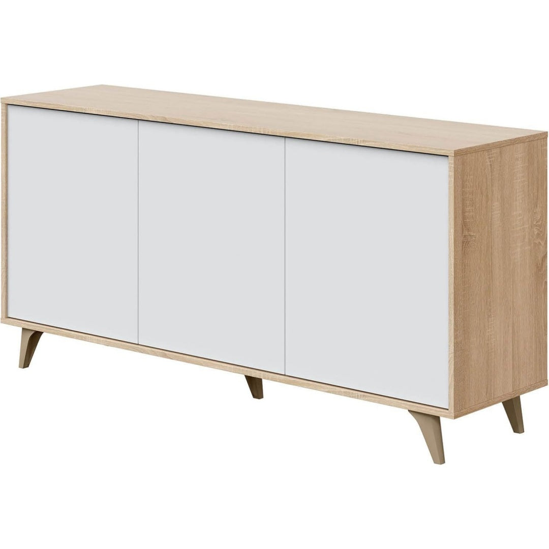 Facile a assembler meuble de rangement gris clair en bois 3 portes
