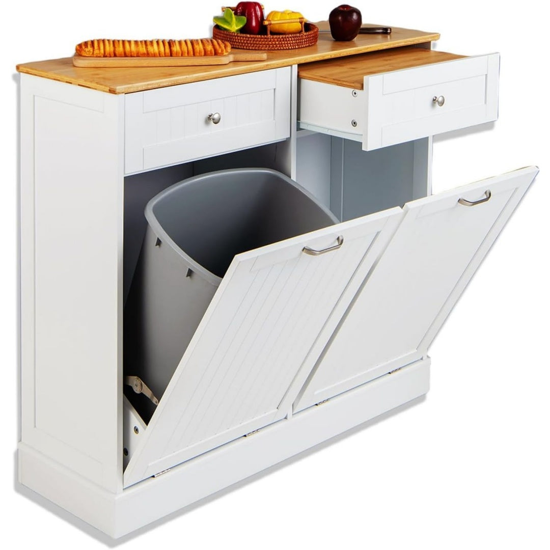 Buffet Tissu lin gris clair 2 portes et 2 tiroirs
