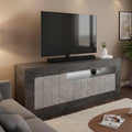 Meuble TV gris fonce metal 138 cm, rangement design moderne