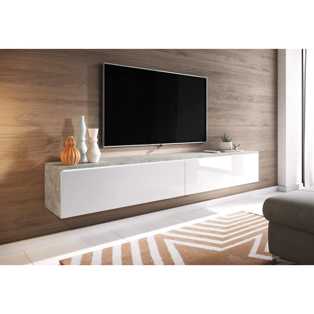 Meuble TV gris, contemporain, solution de rangement moderne