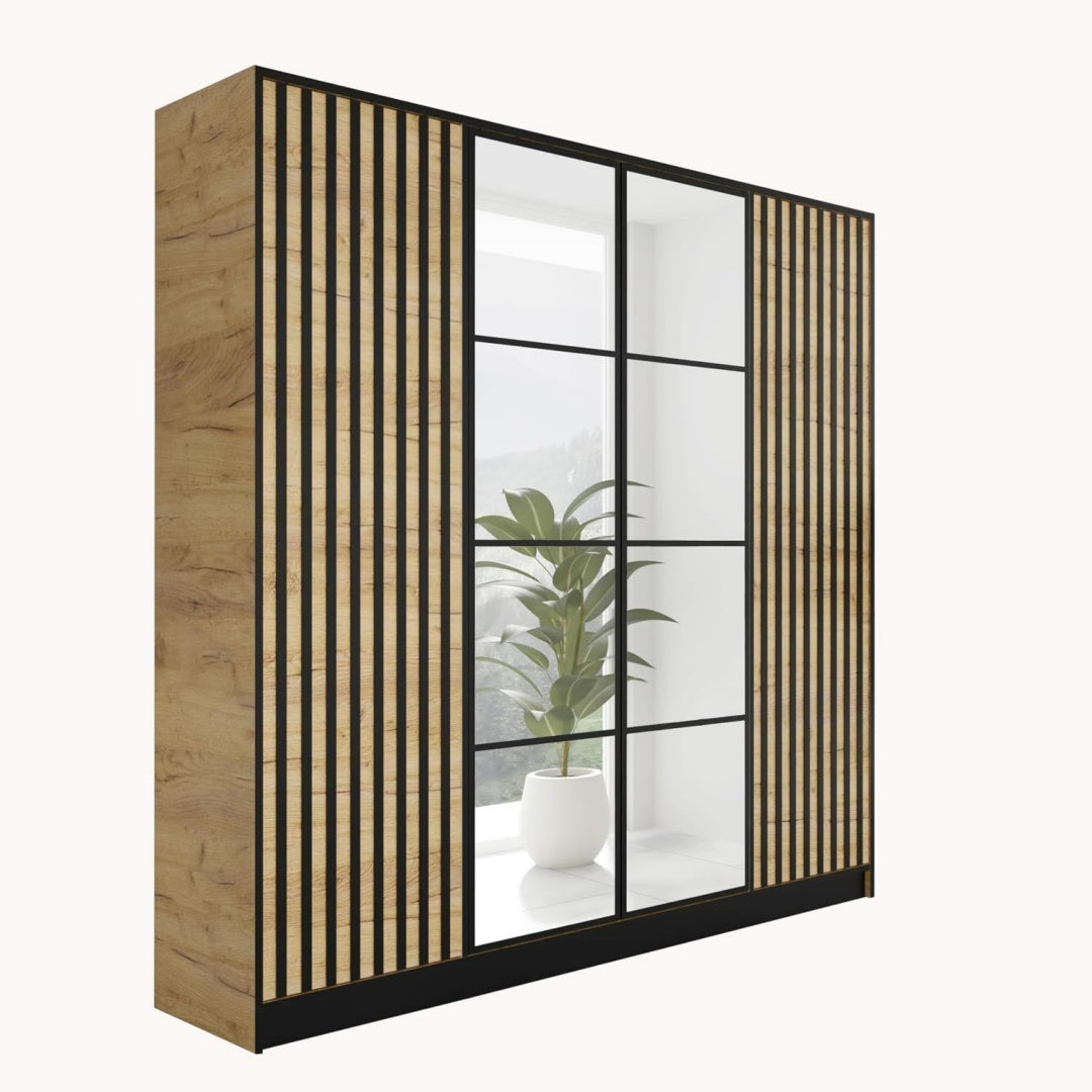 Armoire design contemporain, teinte marron finition lin