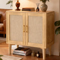 Buffet rustique en bois massif et rotin
