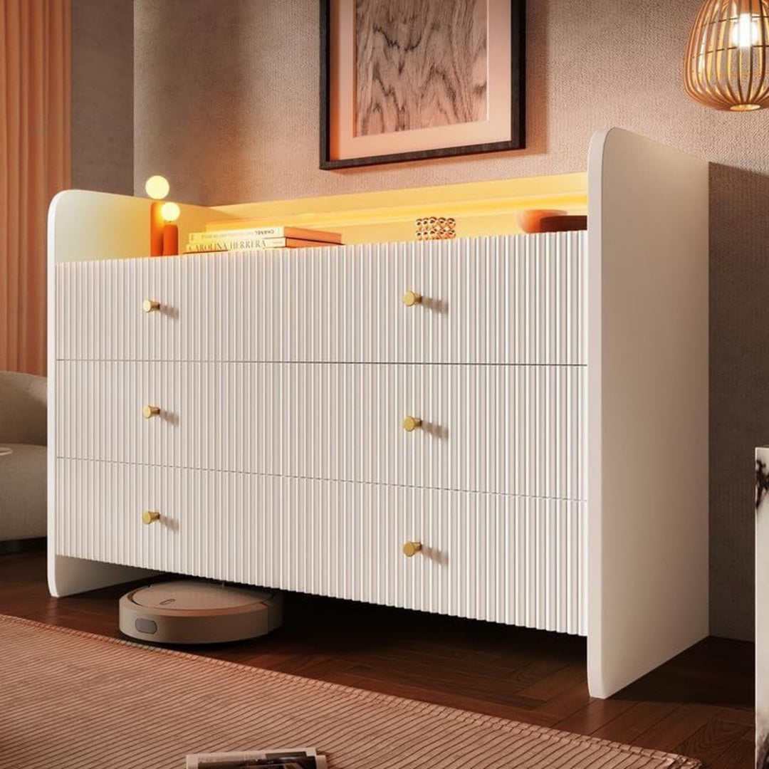 Buffet en metal et panneau de particules avec 6 tiroirs