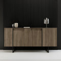 Contemporain, vaisselier gris fonce en bois