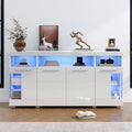Rangement buffet, gris clair avec trois tiroirs, six etageres